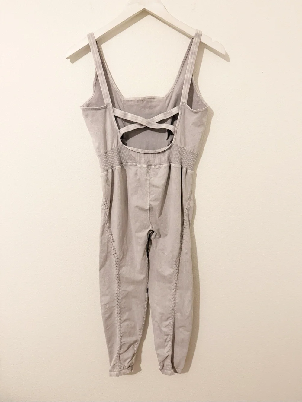 NEW Free People Movement Good Karma Onesie Jumpsuit Ice Grey Sleeveless XL